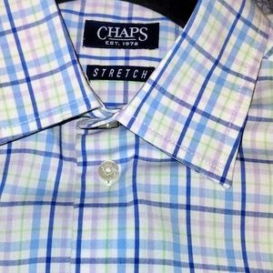 Chaps Boys Long Sleeve Button Down Shirt Blue/Purple/Green Plaid-Sz 14/16